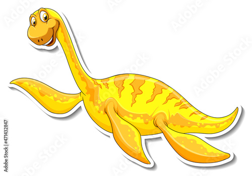 Elasmosaurus dinosaur cartoon character sticker