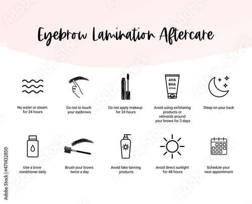 Eyebrow lamination aftercare instruction