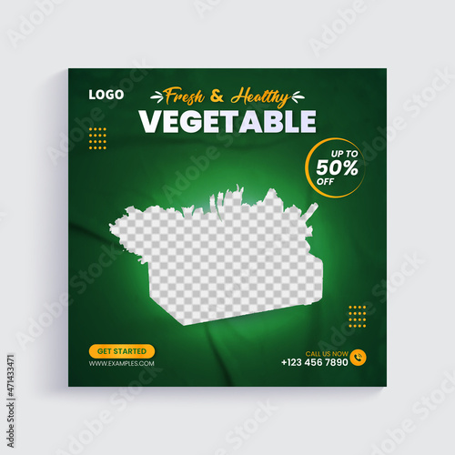 Fresh vegetable social media post banner template