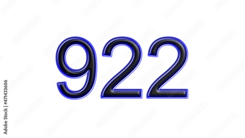 blue 922 number 3d effect white background blue 922 number 3d effect white background