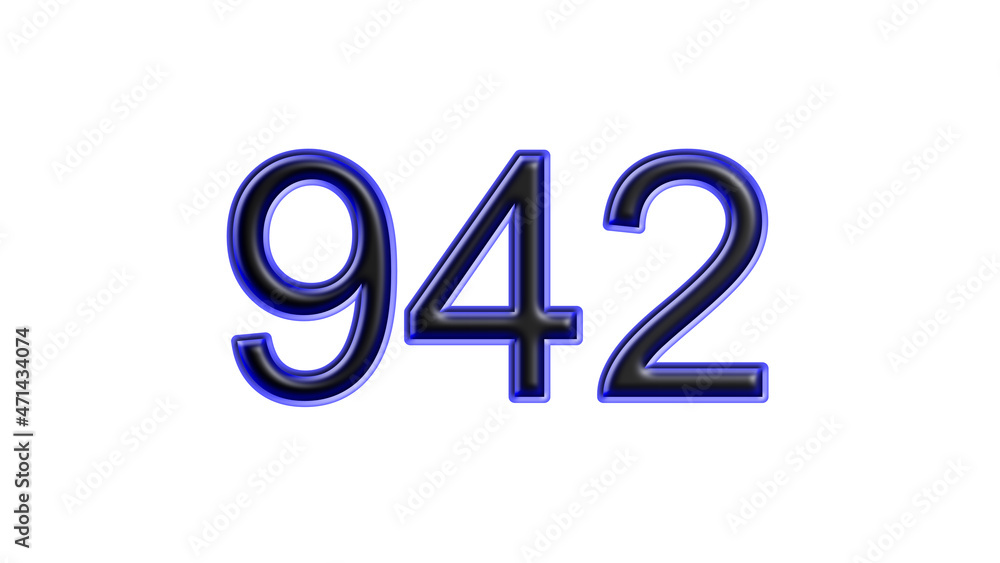 blue 942 number 3d effect white background blue 942 number 3d effect white background
