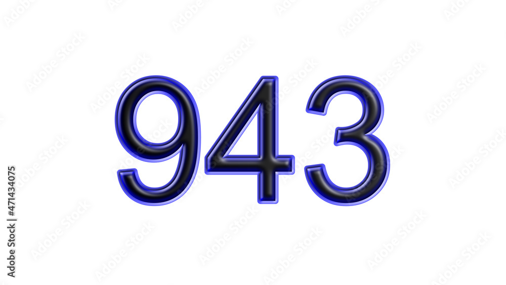 blue 943 number 3d effect white background blue 943 number 3d effect white background