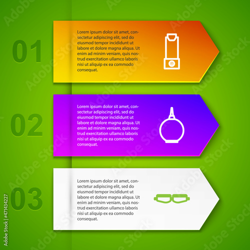 Set line Inhaler, Enema, Safety goggle glasses and Stethoscope. Business infographic template. Vector