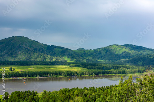 Fototapeta Naklejka Na Ścianę i Meble -  View of Lake Manzherok from the top of Mount Sinyukha
