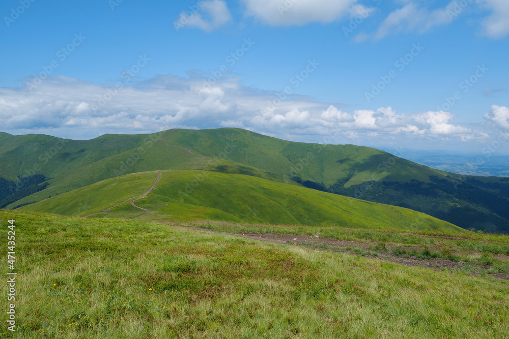Beautiful Carpathian Mountains in Ukraine, Polonina Borzhava mountain ridge