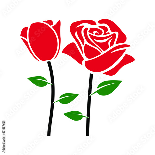 Red Rose Flowers Vector Illustration