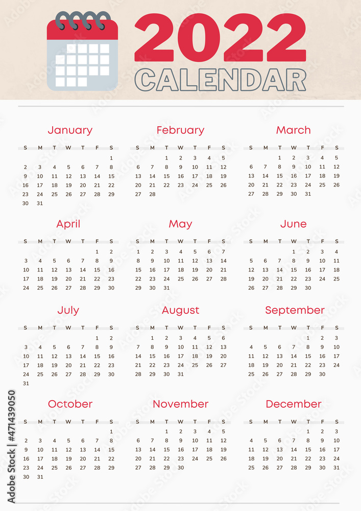 Calendar 2022, ready to print in A3 or lower format