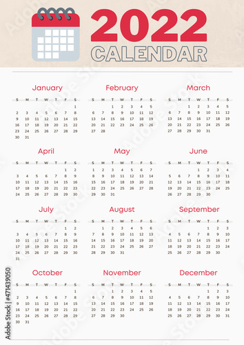 Obraz na płótnie Calendar 2022, ready to print in A3 or lower format w salonie