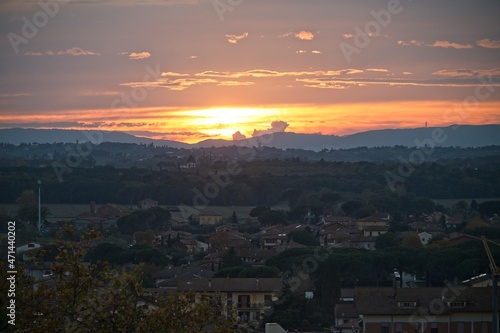 Sunset View from an Ancient Medieval City in Umbria Italy