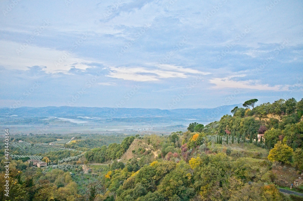 Beautiful View from an Ancient Medieval Town in Umbria Italy to Tuscany