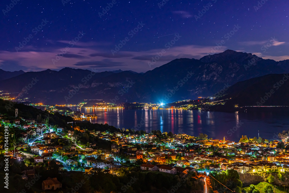 The panorama of Lake Como photographed from the town of Colonno, at ...