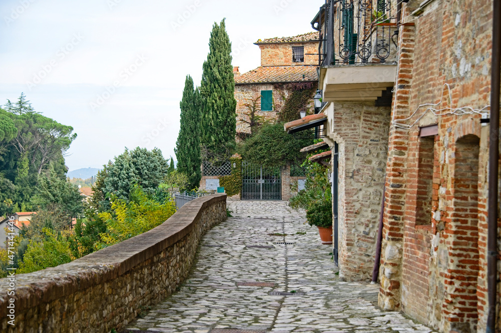 Sunset View from a Medieval Village in Tuscany Italy