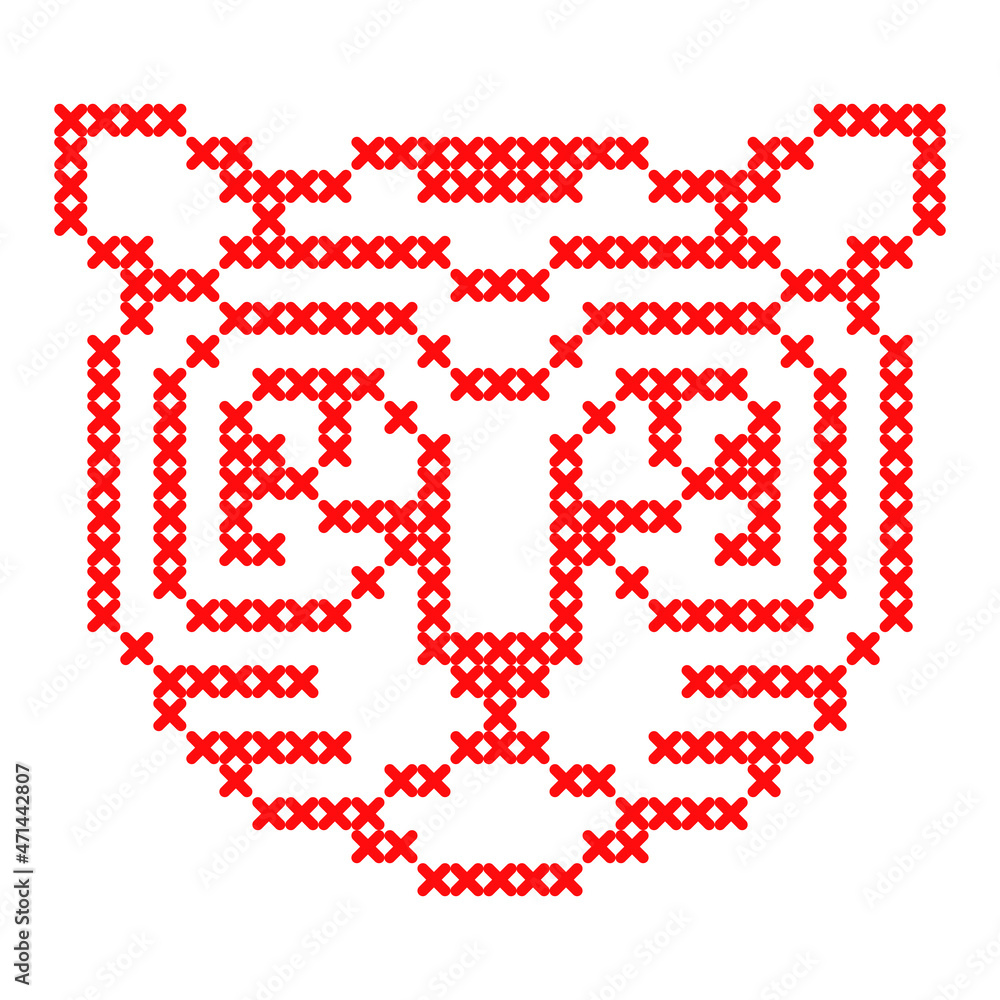 Tiger cross stitch pattern, tiger year symbol design Tiger cross stitch pattern, tiger year symbol design