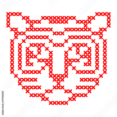 Tiger cross stitch pattern, tiger year symbol design