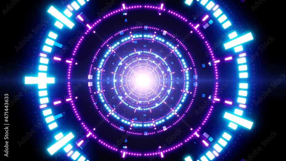Glowing Circle Neon Light Lamp Tunnel Glowing Circle Neon Light Lamp Tunnel