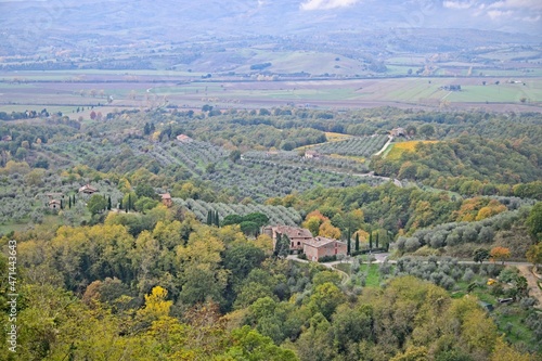 Beautiful View from an Ancient Medieval Town in Umbria Italy to Tuscany