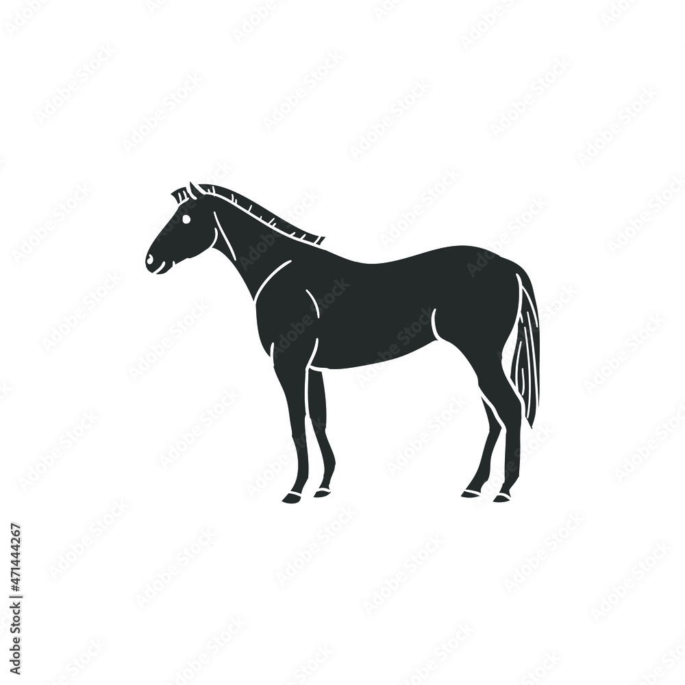 Horse Icon Silhouette Illustration. Farm Animal Vector Graphic Pictogram Symbol Clip Art. Doodle Sketch Black Sign. Horse Icon Silhouette Illustration. Farm Animal Vector Graphic Pictogram Symbol Clip Art. Doodle Sketch Black Sign.