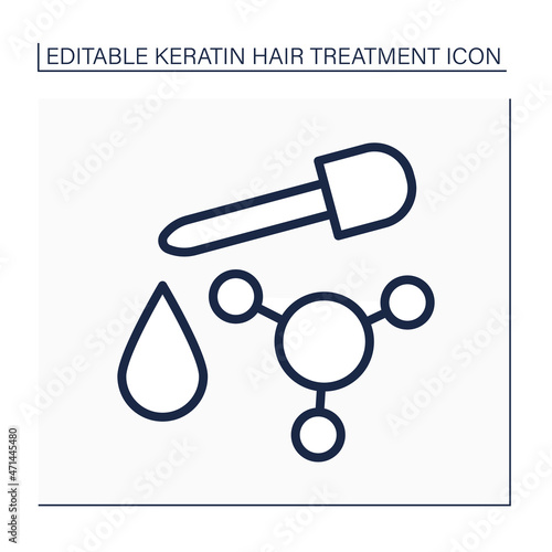 Keratin serum line icon. Hair treatment. Serum for brightening and shining. Professional hair care. Beauty procedure concept. Isolated vector illustration. Editable stroke