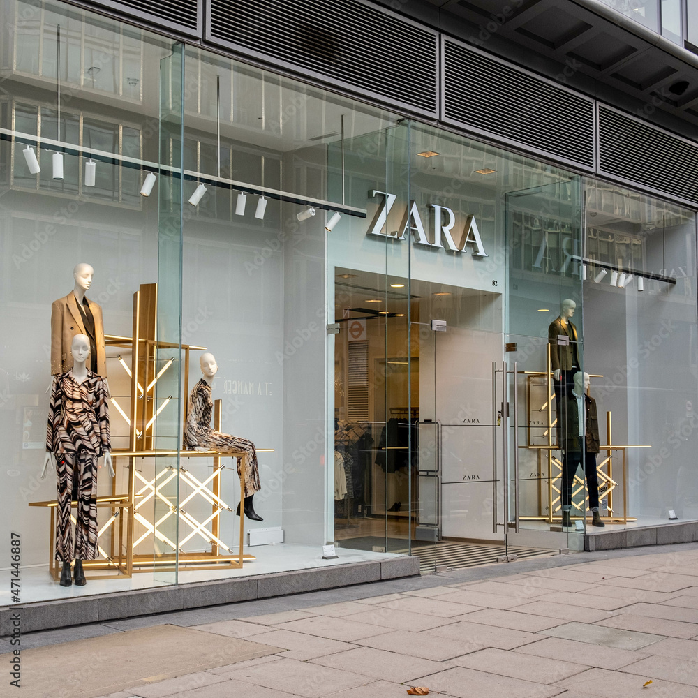 Retail Fashion Clothing Shop Zara Victoria Street London With No People.  Stock Photo | Adobe Stock