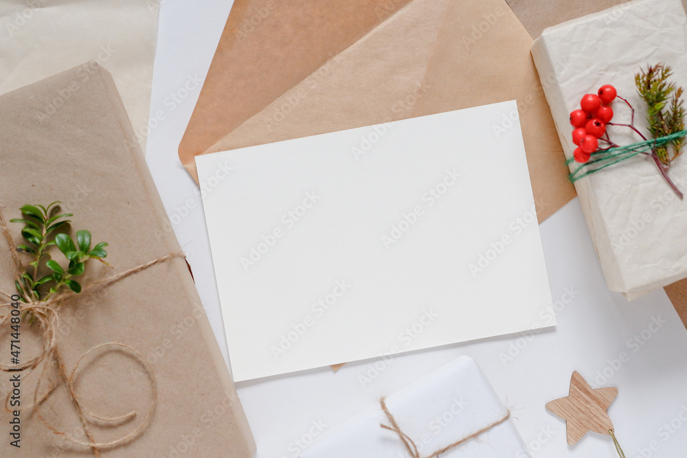Christmas Zero waste mockup card, eco friendly packaging. Ecological Christmas holiday concept, eco decor. Christmas Zero waste mockup card, eco friendly packaging. Ecological Christmas holiday concept, eco decor.