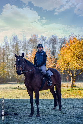 girl rider smiling after riding lesson