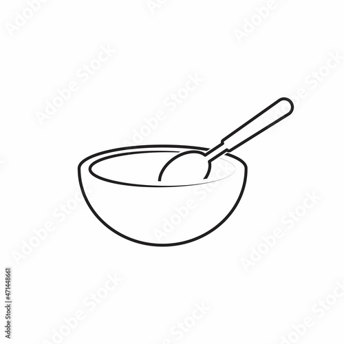 Bowl of hot soup with spoon icon thin line for web and mobile