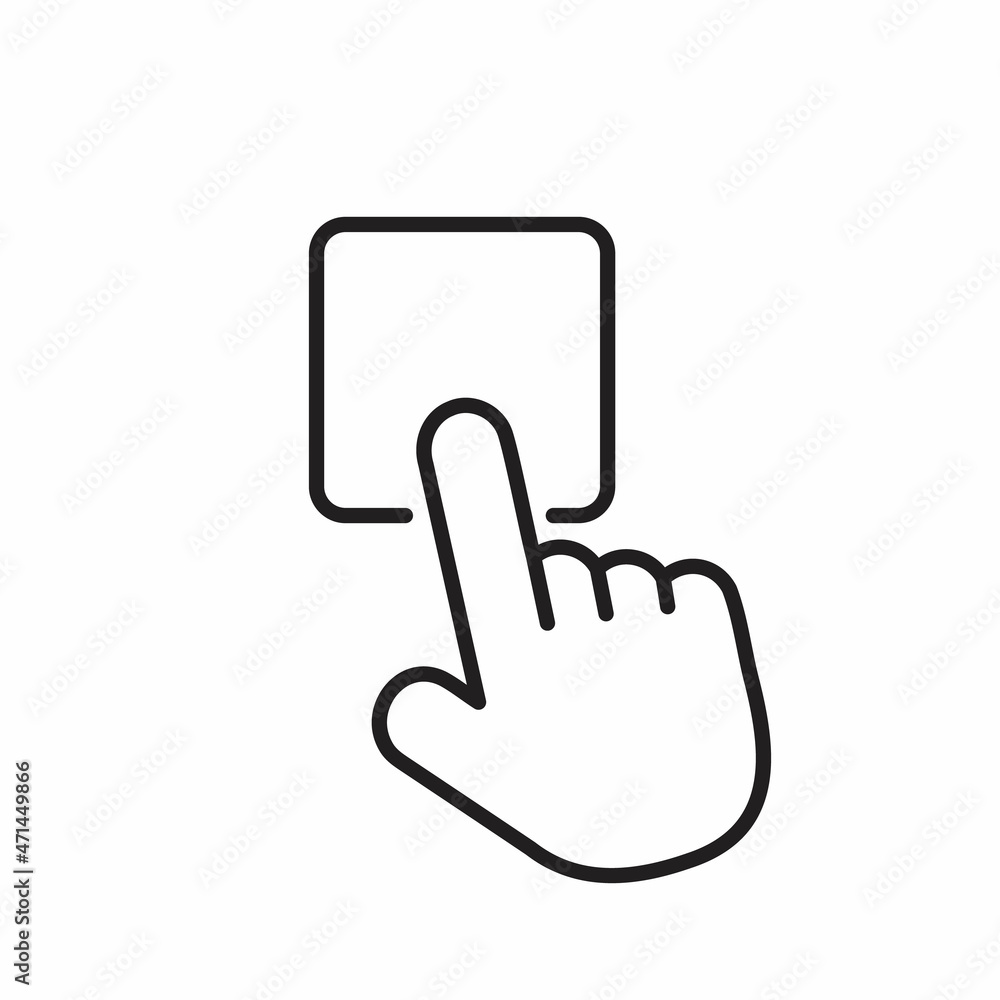 Hand click icon flat outline on white background Hand click icon flat outline on white background