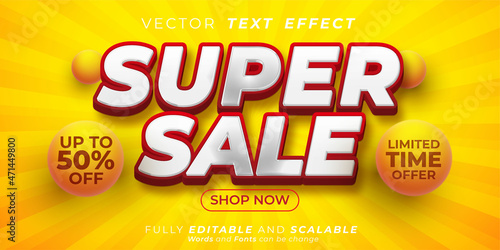 Realistic super sale editable background design template