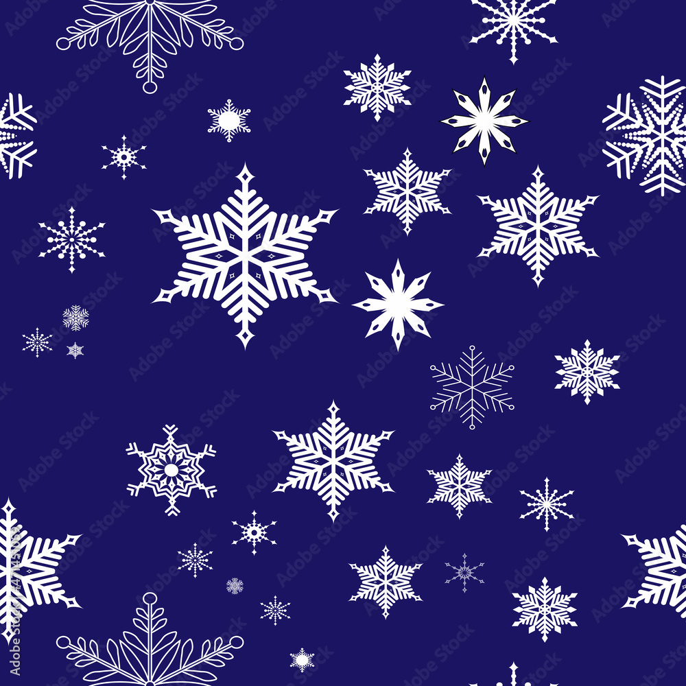 Christmas pattern. Symbol of winter, Christmas, New Year holiday. Seamless pattern with snowflakes on blue background.Vector illustration. Wrap for gifts, fabric design. Christmas pattern. Symbol of winter, Christmas, New Year holiday. Seamless pattern with snowflakes on blue background.Vector illustration. Wrap for gifts, fabric design.