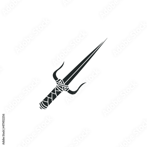 Ninja Sais Icon Silhouette Illustration. Japanese Weapon Vector Graphic Pictogram Symbol Clip Art. Doodle Sketch Black Sign.