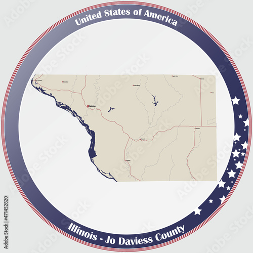 Large and detailed map of Jo Daviess county in Illinois, USA.