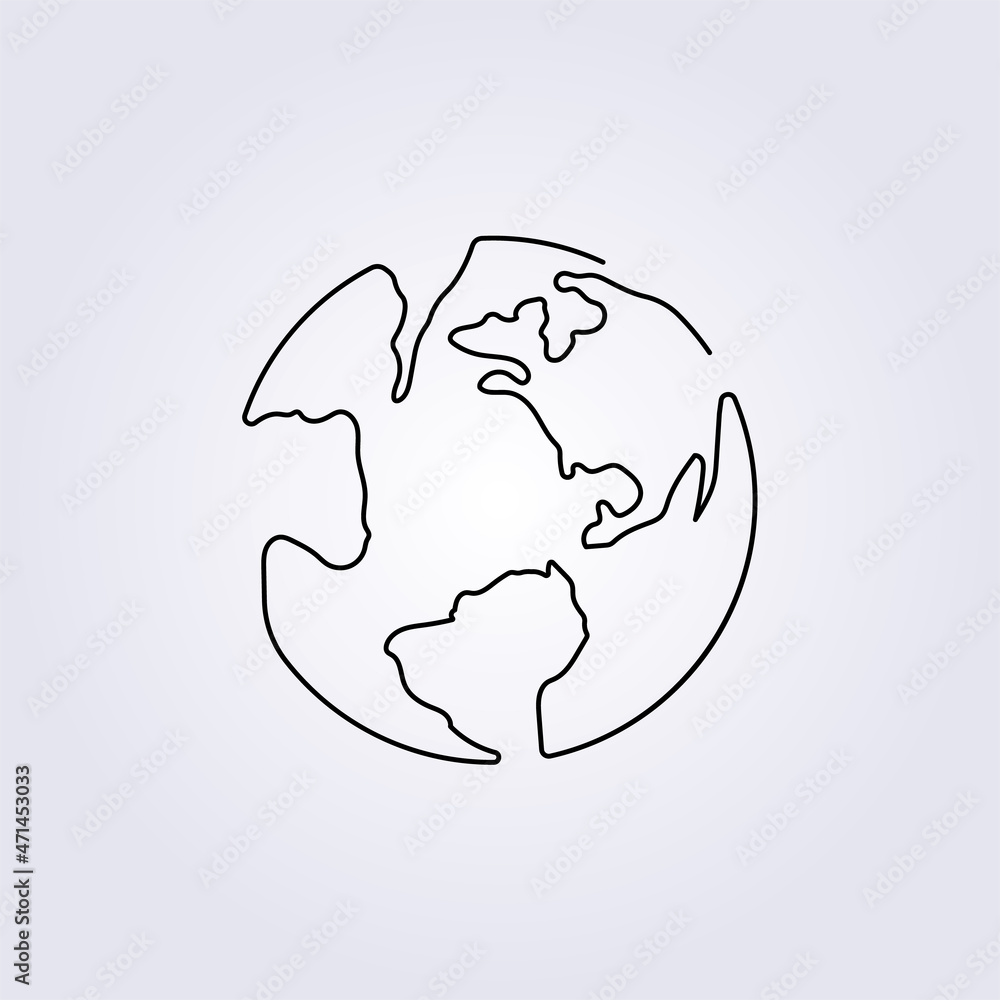 one line continuous world map symbol icon logo vector illustration design one line continuous world map symbol icon logo vector illustration design