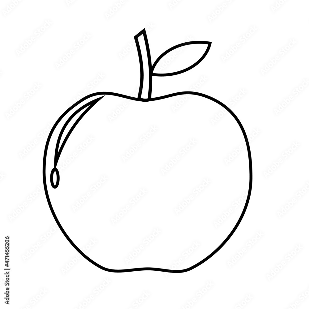 Vector graphic illustration of Apple outline only. Perfect for coloring book. Vector graphic illustration of Apple outline only. Perfect for coloring book.