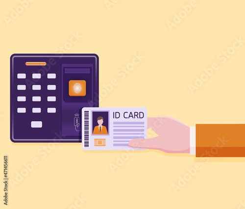 He used the employee card to scan before entering the office.
Illustration about scan card.