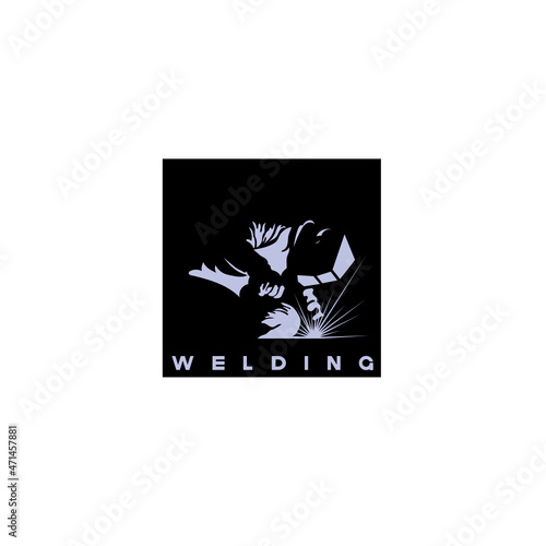 
illustration consisting of an image of a welder in the form of a symbol or logo