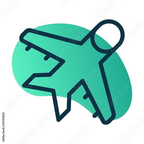 Air Plane Line Bubble Gradient Vector Icon Design