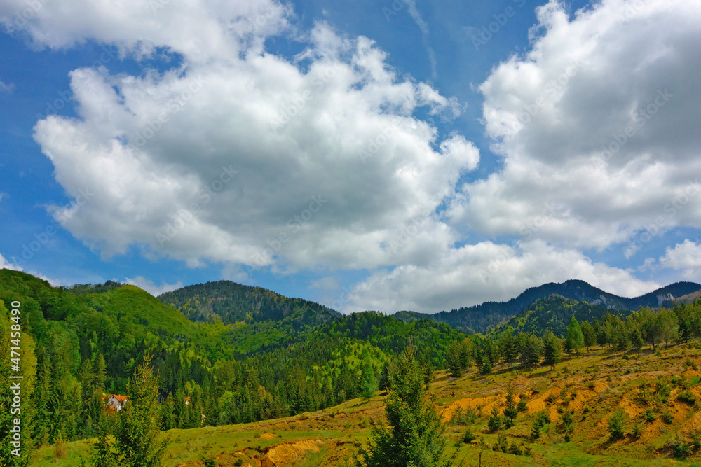 Beautiful scenic mountain views on a sunny summer day.