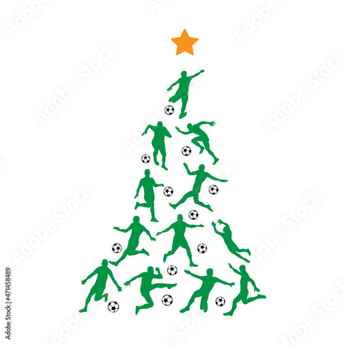 Soccer Christmas Tree. New Year Tree made of players
