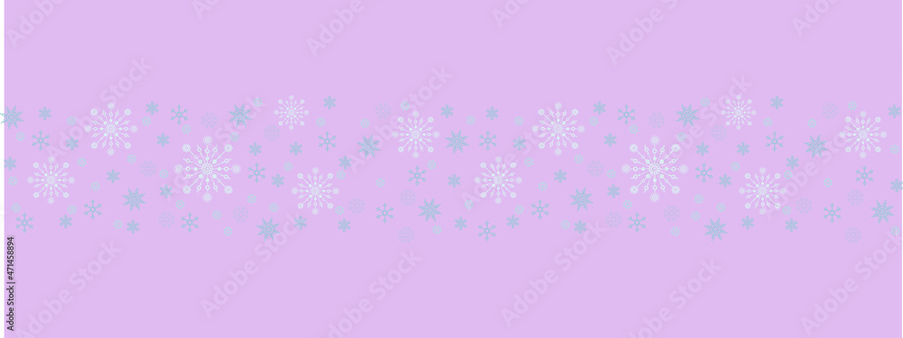 feine Vektor Illustration Grafik verschiedene helle, kalte Schneeflocken oder Eiskristalle in hellen Grautönen auf rosa Hintergrund. Banner 