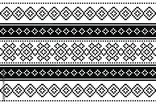 Geometric ethnic oriental seamless pattern traditional Design for background,carpet,wallpaper.clothing,wrapping,Batik fabric,Vector illustration.embroidery style - Sadu, sadou, sadow or sado