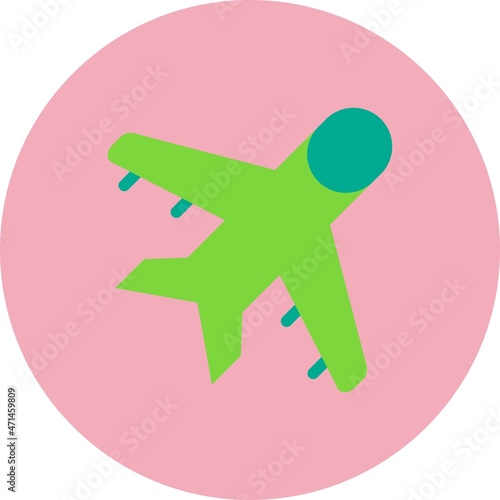 Air Plane Flat Circle Vector Icon Design