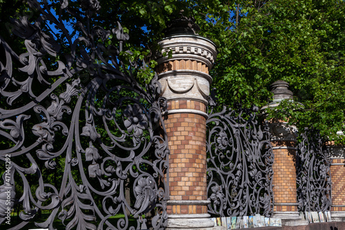 Wrought iron fence of the Mikhailovsky Garden in St. Petersburg