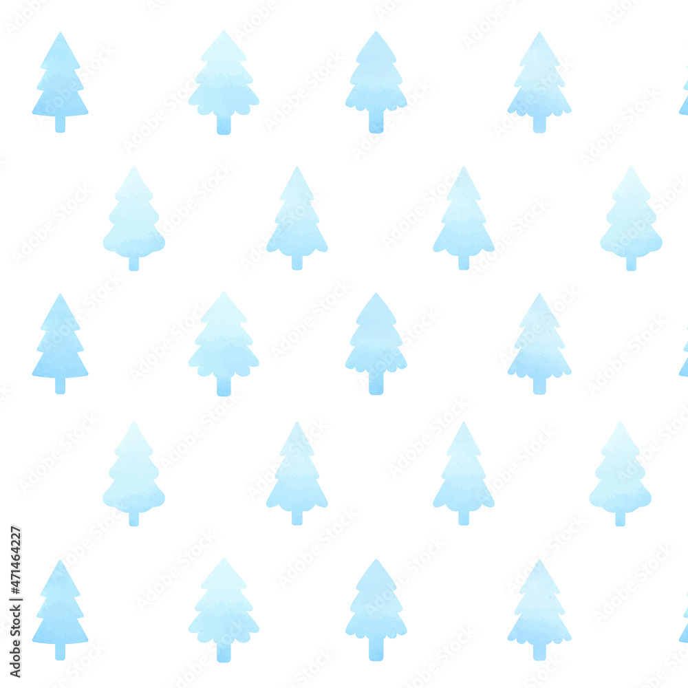 Christmas trees seamless watercolor vector pattern