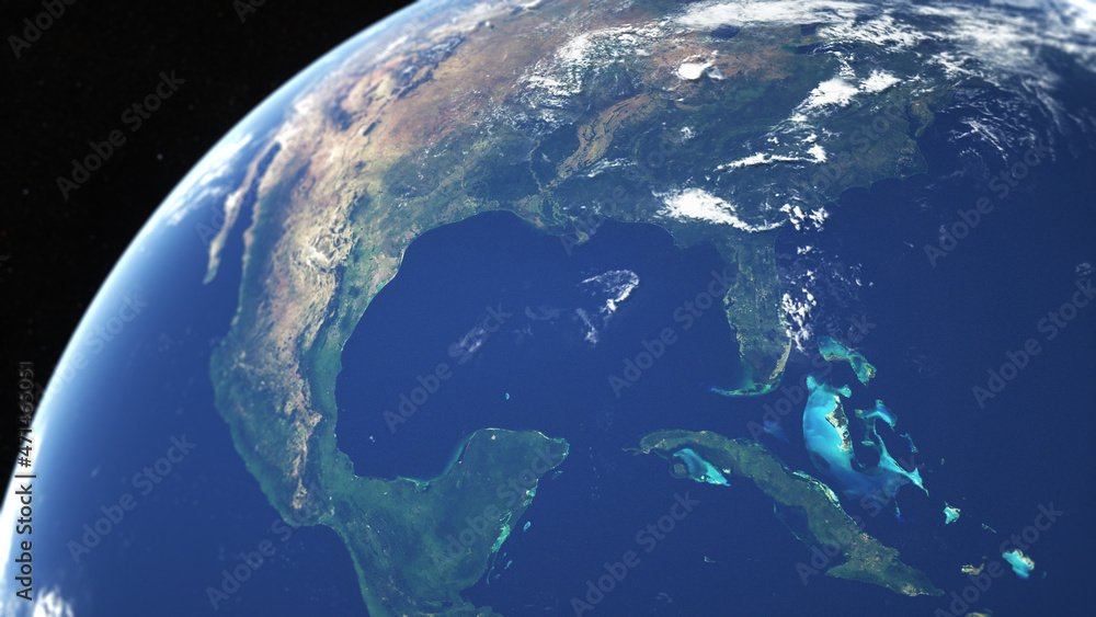 United States from Space with blur
