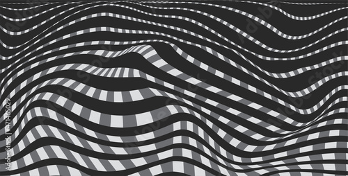 Wallpaper Mural Wavy striped surface. Abstract 3d illusions. Pattern or background with wavy distortion effect Torontodigital.ca