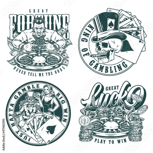 Gambling monochrome designs set