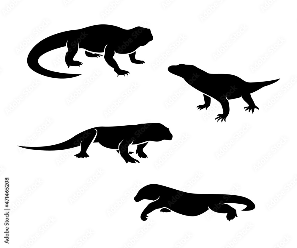 illustration of komodo, giant lizard from Indonesia, komodo island ...