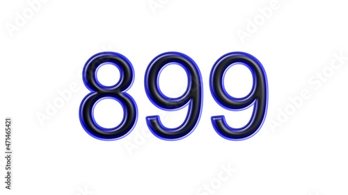 blue 899 number 3d effect white background