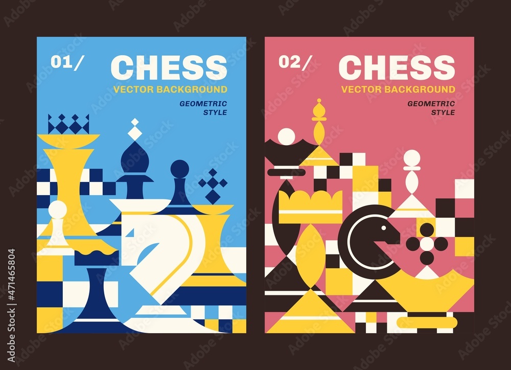 Obraz premium Chess background part 1. Abstract geometric vector illustration. Best for book cover, poster, flyer and banner. 