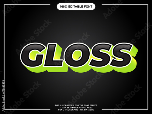 Fototapeta Naklejka Na Ścianę i Meble -  bold black gloss with green shadow text style font effect 100% easy editable 